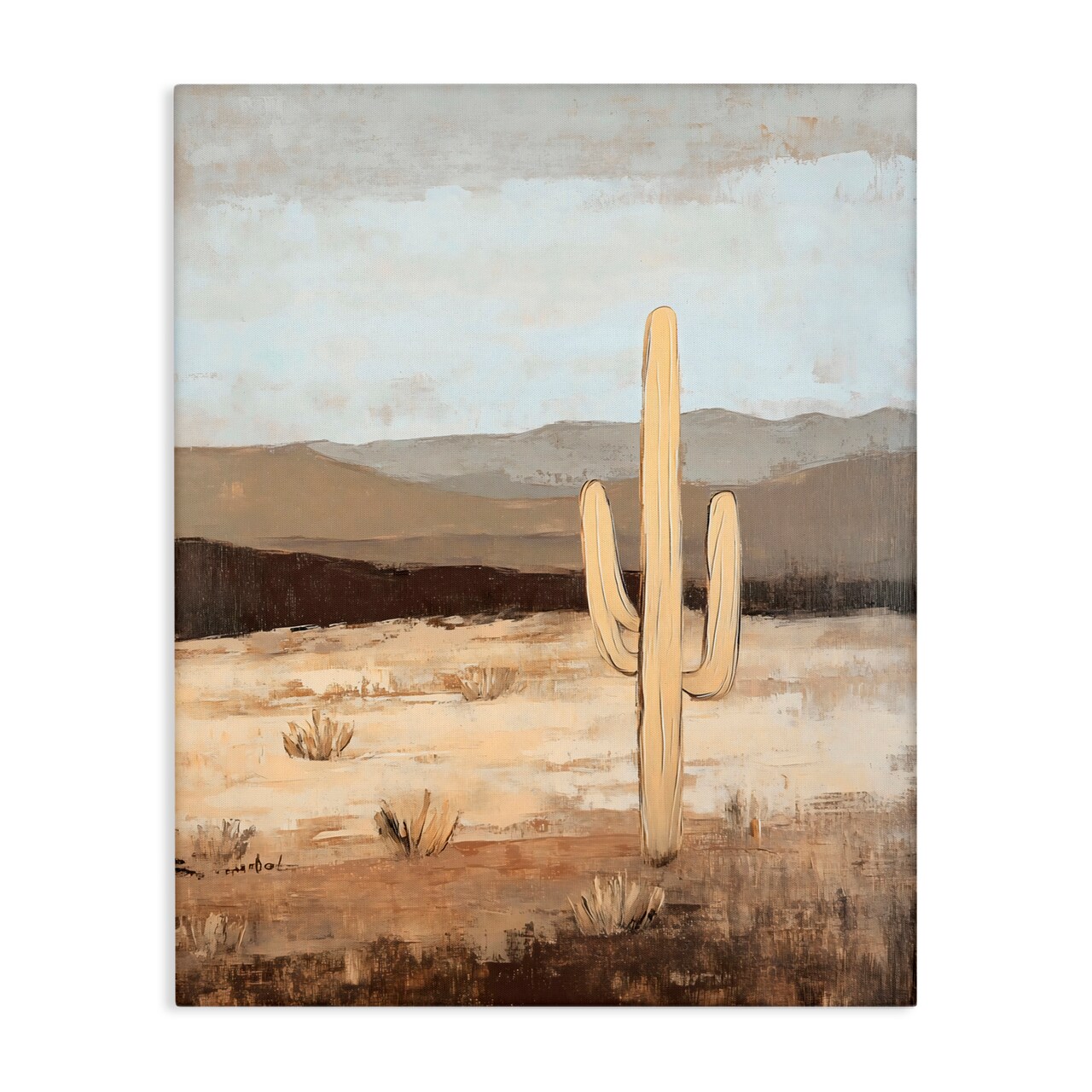 Stupell Industries Neutral Western Scene with Cactus Canvas, design by Franklyn Gregory